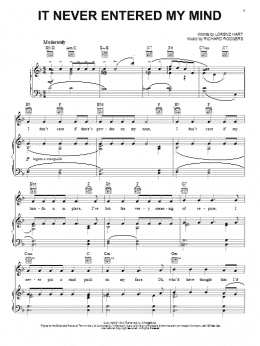 page one of It Never Entered My Mind (Piano, Vocal & Guitar Chords (Right-Hand Melody))