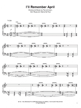 page one of I'll Remember April (Piano Solo)