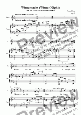 page one of Winternacht (Winter Night) - Lied by Nikolaus Lenau for Tenor, op. 2