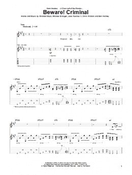 page one of Beware! Criminal (Guitar Tab)