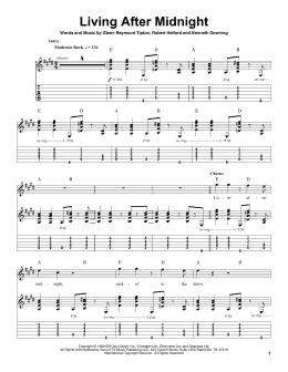 page one of Living After Midnight (Guitar Tab (Single Guitar))