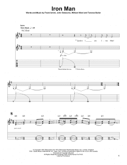 page one of Iron Man (Guitar Tab (Single Guitar))