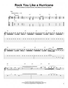 page one of Rock You Like A Hurricane (Guitar Tab (Single Guitar))