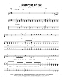 page one of Summer Of '69 (Guitar Tab (Single Guitar))