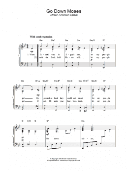 page one of Go Down Moses (Easy Piano)