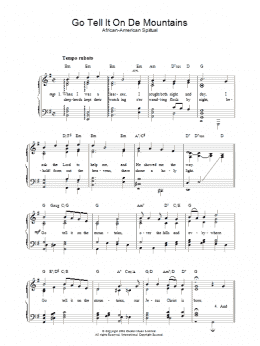 page one of Go Tell It On De Mountains (Easy Piano)