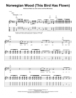 page one of Norwegian Wood (This Bird Has Flown) (Guitar Tab (Single Guitar))