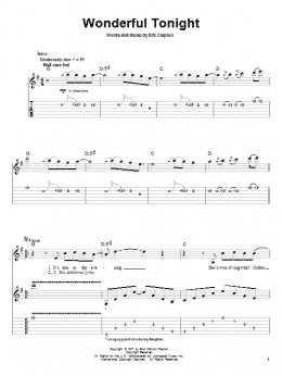 page one of Wonderful Tonight (Guitar Tab (Single Guitar))