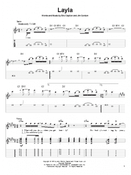 page one of Layla (Guitar Tab (Single Guitar))