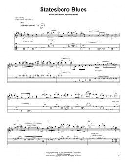 page one of Statesboro Blues (Guitar Tab (Single Guitar))