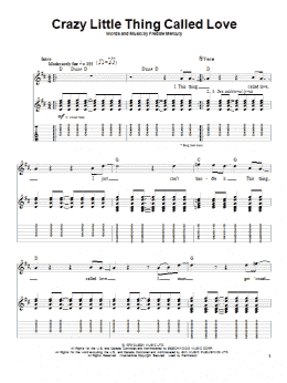 page one of Crazy Little Thing Called Love (Guitar Tab (Single Guitar))