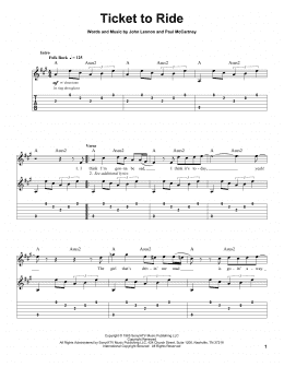 page one of Ticket To Ride (Guitar Tab (Single Guitar))