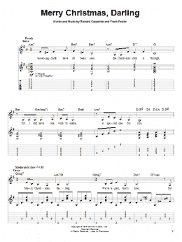 page one of Merry Christmas, Darling (Guitar Tab (Single Guitar))