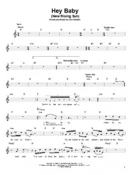 page one of Hey Baby (New Rising Sun) (Easy Guitar)