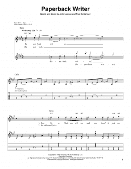 page one of Paperback Writer (Guitar Tab (Single Guitar))