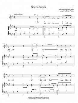 page one of Shenandoah (Piano & Vocal)