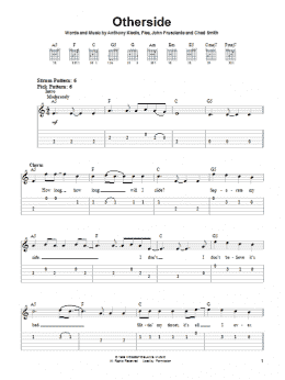 page one of Otherside (Easy Guitar Tab)