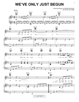 page one of We've Only Just Begun (Piano, Vocal & Guitar Chords (Right-Hand Melody))