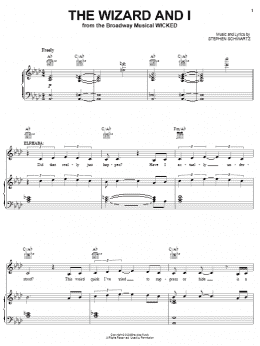 page one of The Wizard And I (from Wicked) (Piano, Vocal & Guitar Chords (Right-Hand Melody))