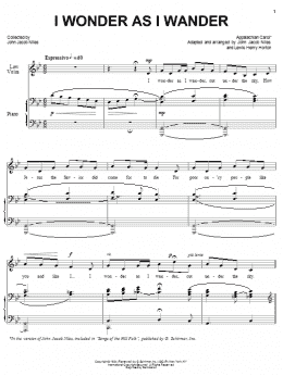 page one of I Wonder As I Wander (Piano & Vocal)