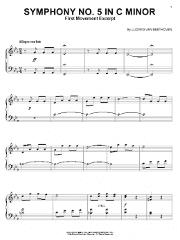 page one of Symphony No. 5 in C Minor, First Movement Excerpt (Piano Solo)