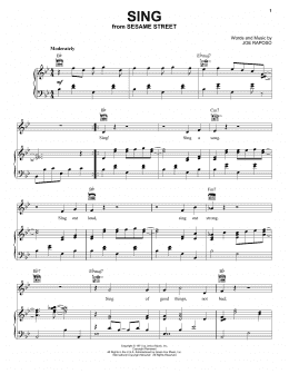 page one of Sing (Piano, Vocal & Guitar Chords (Right-Hand Melody))