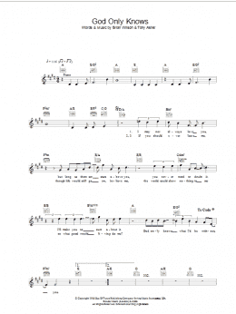 page one of God Only Knows (Lead Sheet / Fake Book)