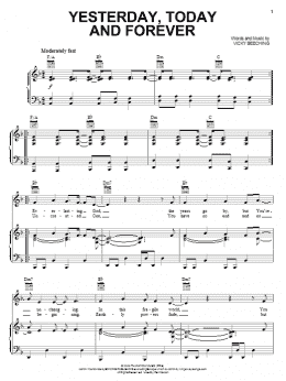 page one of Yesterday, Today And Forever (Piano, Vocal & Guitar Chords (Right-Hand Melody))