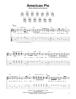 page one of American Pie (Easy Guitar Tab)