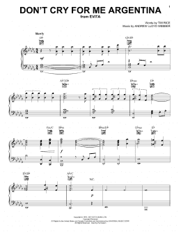 page one of Don't Cry For Me Argentina (Piano, Vocal & Guitar Chords (Right-Hand Melody))