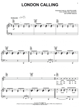 page one of London Calling (Piano, Vocal & Guitar Chords (Right-Hand Melody))