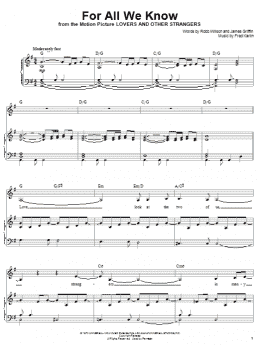 page one of For All We Know (Piano & Vocal)