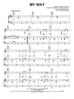 page one of My Way (Piano, Vocal & Guitar Chords (Right-Hand Melody))