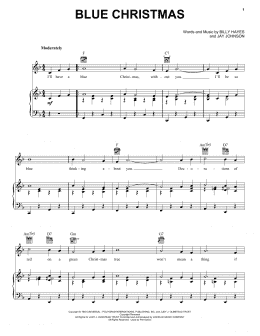 page one of Blue Christmas (Piano, Vocal & Guitar Chords (Right-Hand Melody))