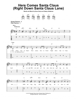 page one of Here Comes Santa Claus (Right Down Santa Claus Lane) (Easy Guitar Tab)