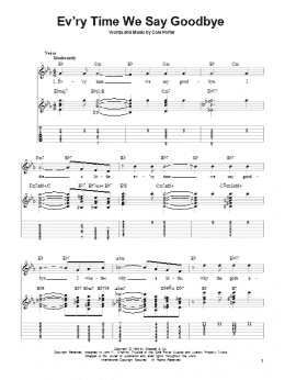 page one of Ev'ry Time We Say Goodbye (Easy Guitar Tab)