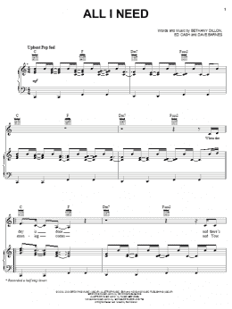 page one of All I Need (Piano, Vocal & Guitar Chords (Right-Hand Melody))