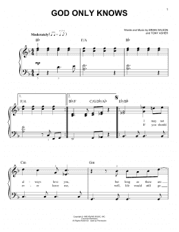 page one of God Only Knows (Easy Piano)