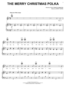 page one of The Merry Christmas Polka (Piano, Vocal & Guitar Chords (Right-Hand Melody))