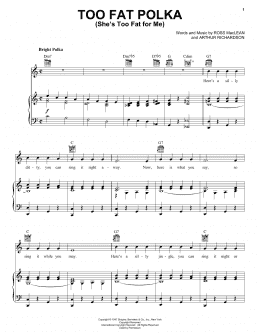 page one of Too Fat Polka (She's Too Fat For Me) (Piano, Vocal & Guitar Chords (Right-Hand Melody))