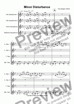 page one of Minor Disturbance (saxophone quartet)
