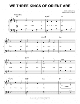 page one of We Three Kings Of Orient Are (Very Easy Piano)