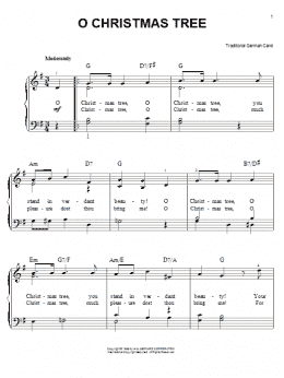 page one of O Christmas Tree (Easy Piano)