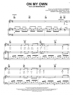 page one of On My Own (from Les Miserables) (Piano, Vocal & Guitar Chords (Right-Hand Melody))