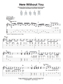 page one of Here Without You (Easy Guitar Tab)