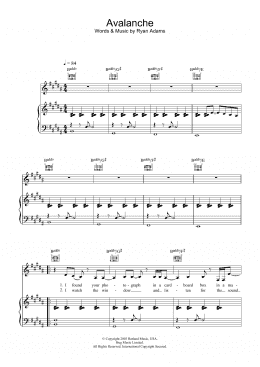 page one of Avalanche (Piano, Vocal & Guitar Chords)