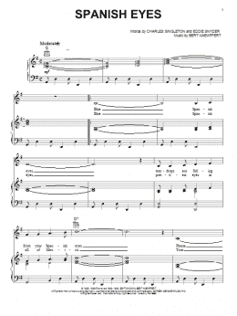 page one of Spanish Eyes (Piano, Vocal & Guitar Chords (Right-Hand Melody))