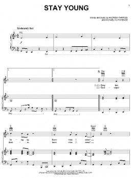 page one of Stay Young (Piano, Vocal & Guitar Chords (Right-Hand Melody))