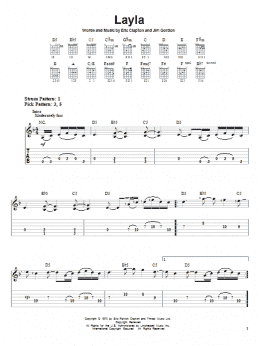 page one of Layla (Easy Guitar Tab)