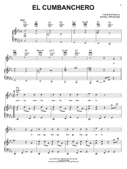 page one of El Cumbanchero (Piano, Vocal & Guitar Chords (Right-Hand Melody))